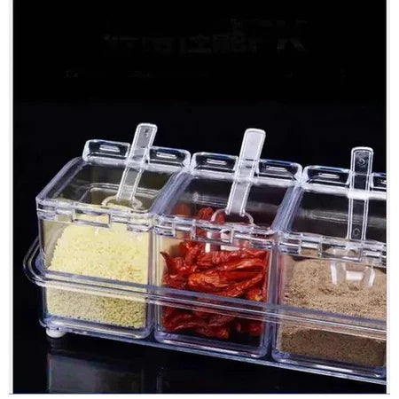 Porta Condimentos Organizador De Tempero Em Acrílico Com Suporte e Colher Inclusos - Entrega Grátis-thumbmail-6