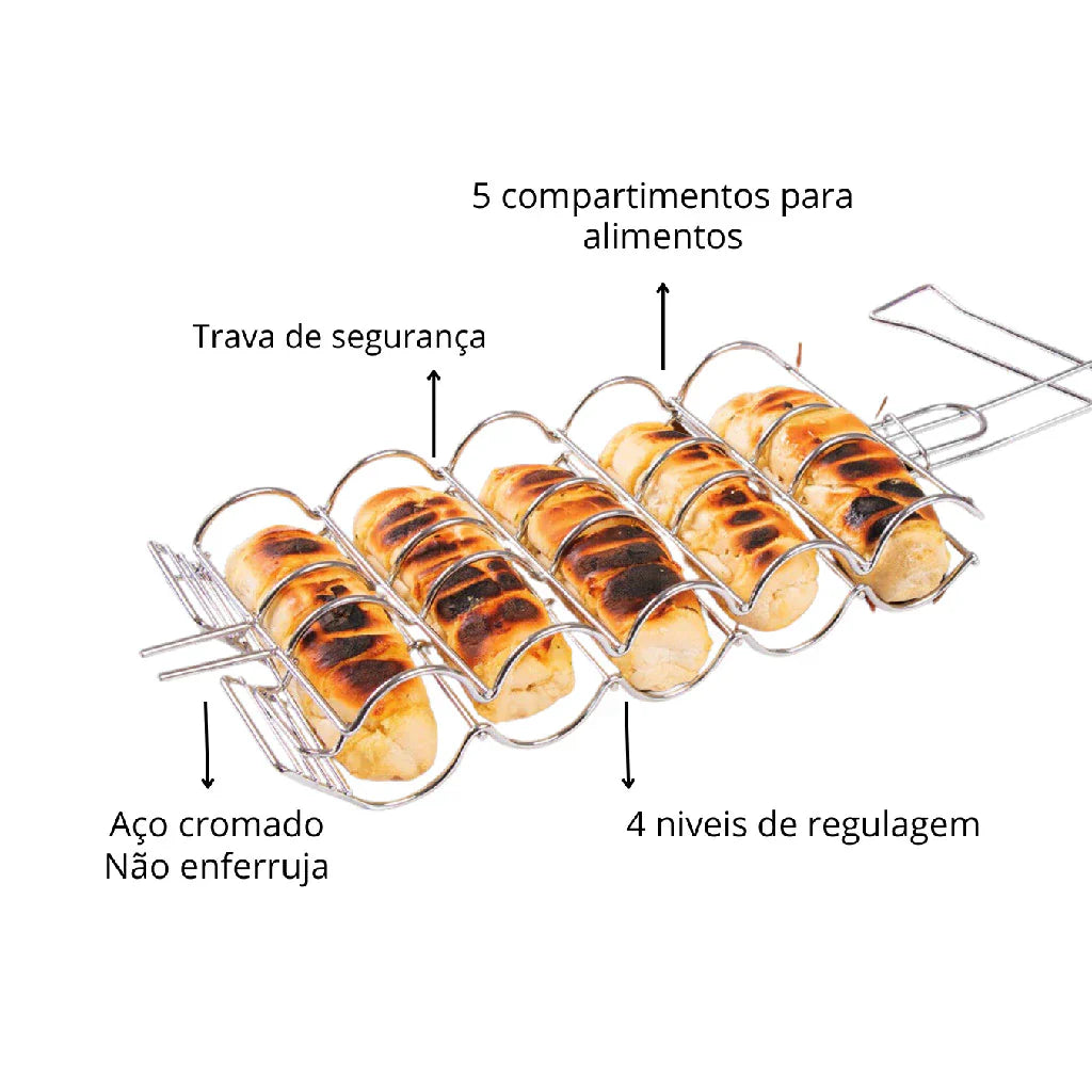 InoxFlip - Grelha Para Pão de Alho e Linguiça Perfeita Sem Quedas e Crocante no Ponto - Entrega Grátis-thumbmail-2