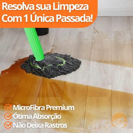 MopClean - Esfregão 2 em 1 Giratório Automático Com Desidratação Perfeito Para Limpeza Completa de Piso - Entrega Grátis-thumbmail-2