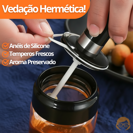 Kit Porta Temperos e Condimentos de Vidro com Tampa e Colher Embutida - Entrega Grátis-thumbmail-4