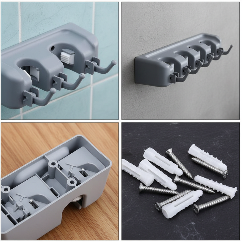 CleanHold — Organizador de Parede com 5 Lugares para Vassouras e Rodos com 6 Ganchos Adicionais - Entrega Grátis-thumbmail-7