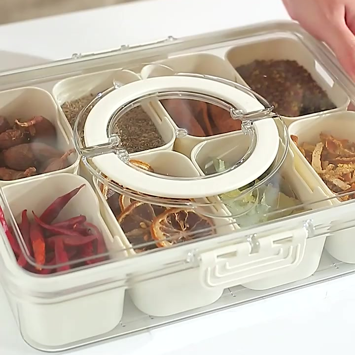 Organizador de Alimento Acrílico Com 8 Divisórias Para Frutas Legumes e Petiscos Transparente-thumbmail-4