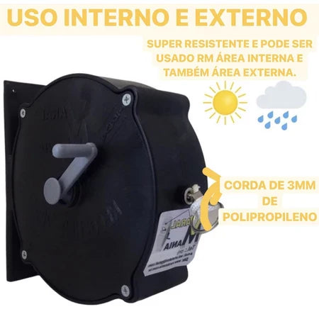 FlexLine - Varal de Parede Super Resistente Com 30 Metros e Corda Recolhível - Entrega Grátis-thumbmail-6