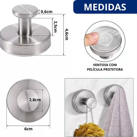 PraticFix - Gancho De Ventosa De Aço Inoxidável Super Resistente Com Instalação Sem Perfuração - Entrega Grátis-thumbmail-9