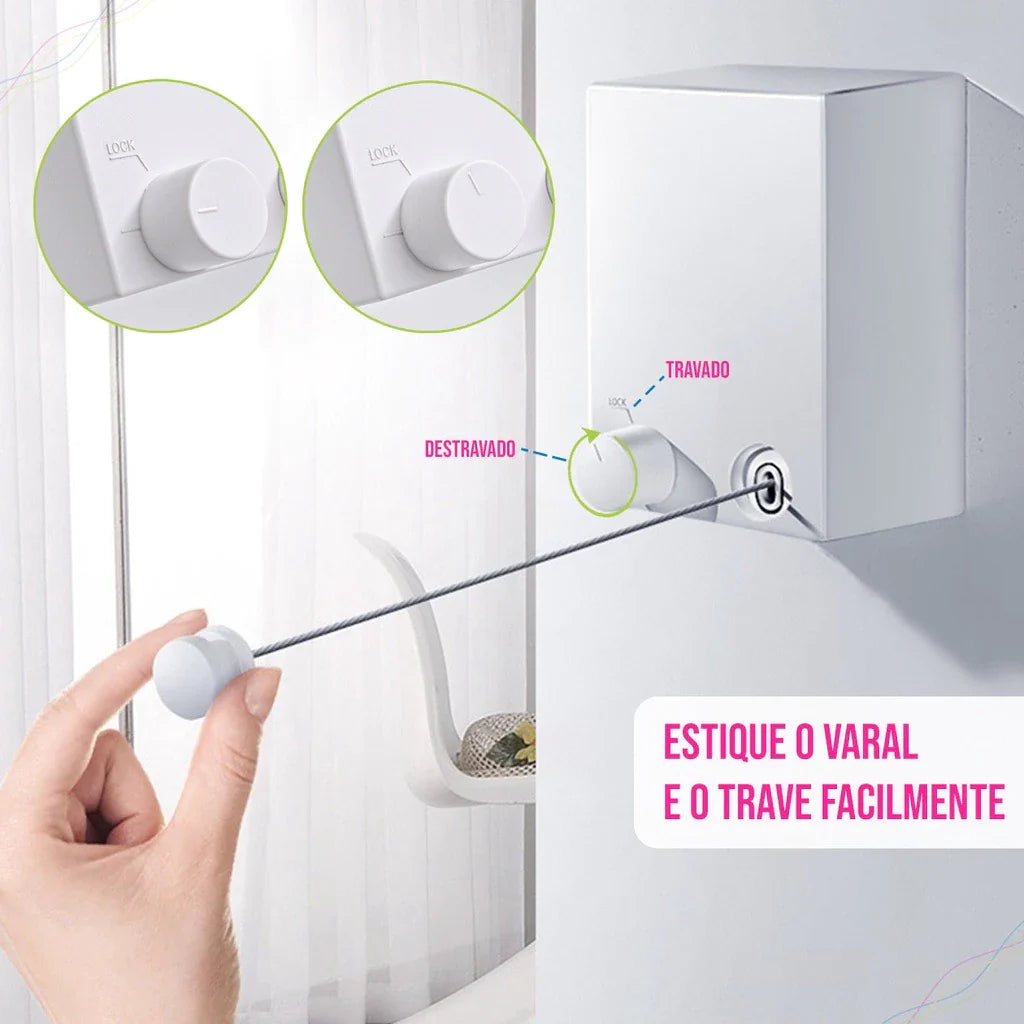 FlexDry - Varal Retrátil Com 4 Metros Para Lavanderia e Espaços Pequenos - Entrega Grátis-thumbmail-6