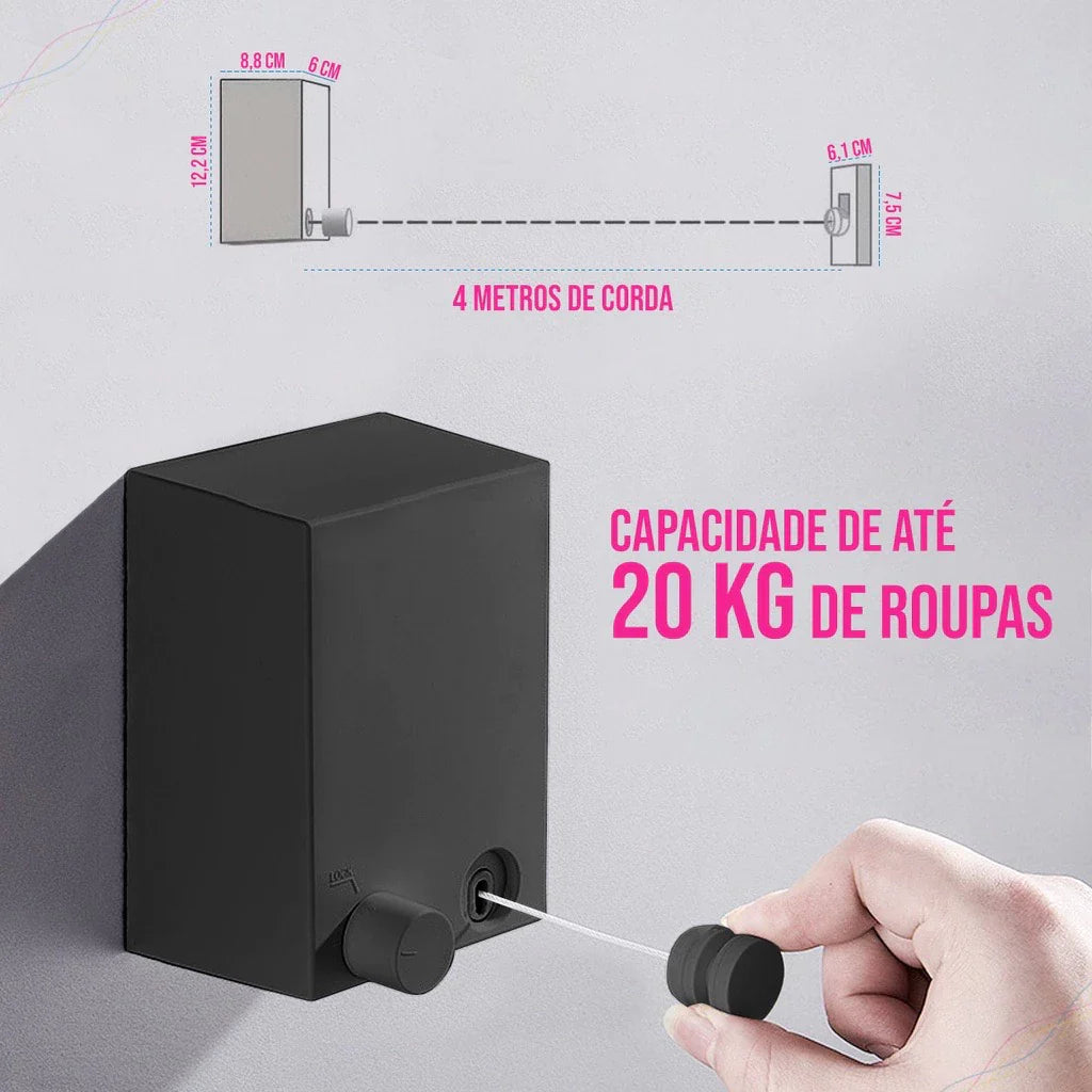 FlexDry - Varal Retrátil Com 4 Metros Para Lavanderia e Espaços Pequenos - Entrega Grátis-thumbmail-7