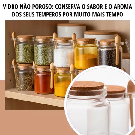 Kit Potes de Vidro 240ml com Tampa Rolha e Colher de Bambu - Entrega Grátis-thumbmail-7