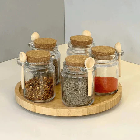 Kit Potes de Vidro 240ml com Tampa Rolha e Colher de Bambu - Entrega Grátis-thumbmail-1