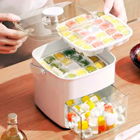 FreshBox - Dispenser De Gelo Com 2 Gavetas e Botão Ejetor de Cubos Prático Com Capacidade de 48 Cubos de Gelo - Entrega Grátis-thumbmail-2