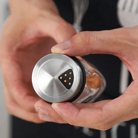 Porta Temperos e Especiarias Giratório Em Inox e Vidro Com 7 Peças Para Cozinha - Entrega Grátis-thumbmail-6