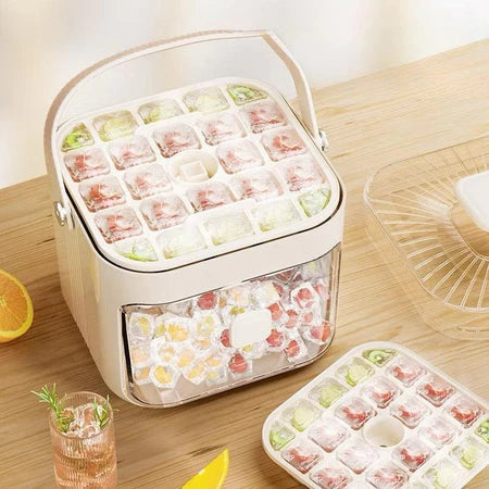 FreshBox - Dispenser De Gelo Com 2 Gavetas e Botão Ejetor de Cubos Prático Com Capacidade de 48 Cubos de Gelo - Entrega Grátis-thumbmail-6