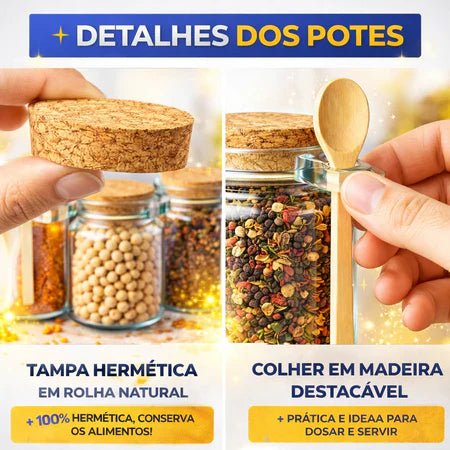Kit Potes de Vidro 240ml com Tampa Rolha e Colher de Bambu - Entrega Grátis-thumbmail-5