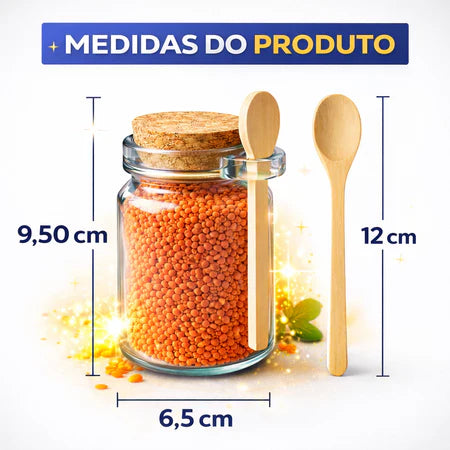 Kit Potes de Vidro 240ml com Tampa Rolha e Colher de Bambu - Entrega Grátis-thumbmail-8