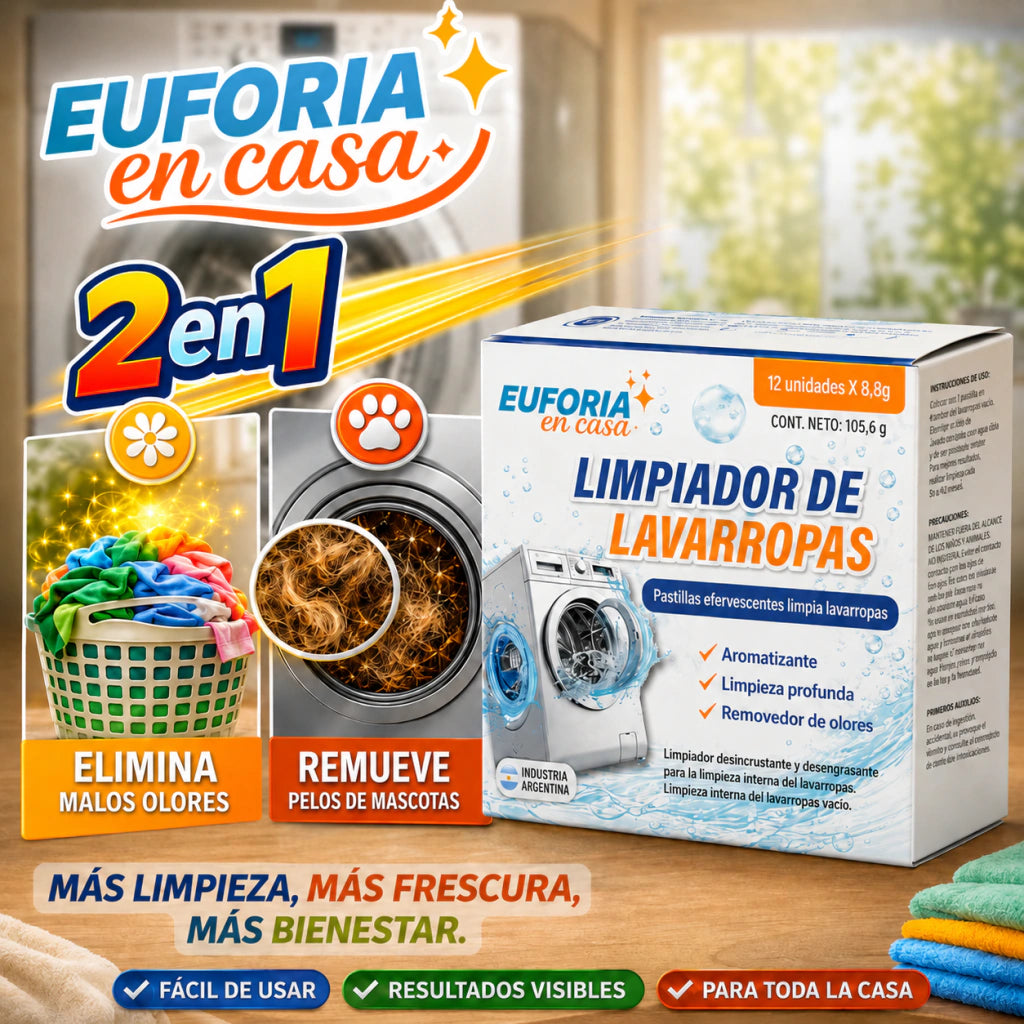 PASTILLAS OFICIALES Y ORIGINALES PARA LAVARROPAS - REMUEVE PELOS DE MASCOTAS - EUFORIA EN CASA ®