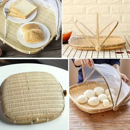 CestFresh - Cesto de Bamboo Com Cobertura de Tela Retrátil Protetor de Alimentos - Entrega Grátis-thumbmail-11