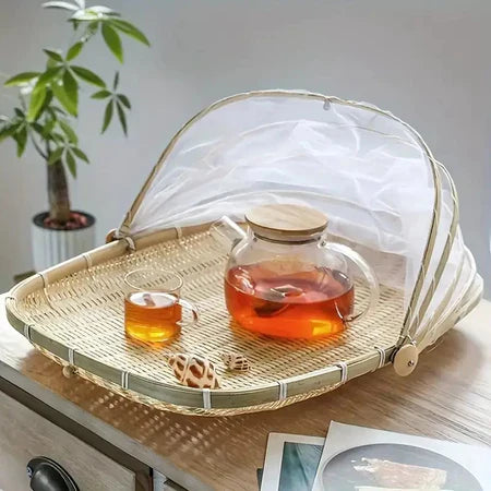 CestFresh - Cesto de Bamboo Com Cobertura de Tela Retrátil Protetor de Alimentos - Entrega Grátis-thumbmail-10