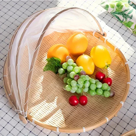 CestFresh - Cesto de Bamboo Com Cobertura de Tela Retrátil Protetor de Alimentos - Entrega Grátis-thumbmail-7