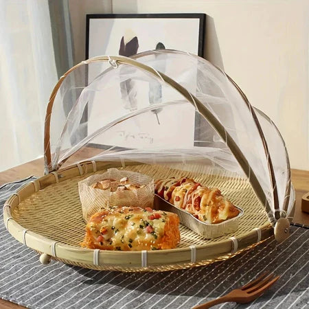 CestFresh - Cesto de Bamboo Com Cobertura de Tela Retrátil Protetor de Alimentos - Entrega Grátis-thumbmail-1