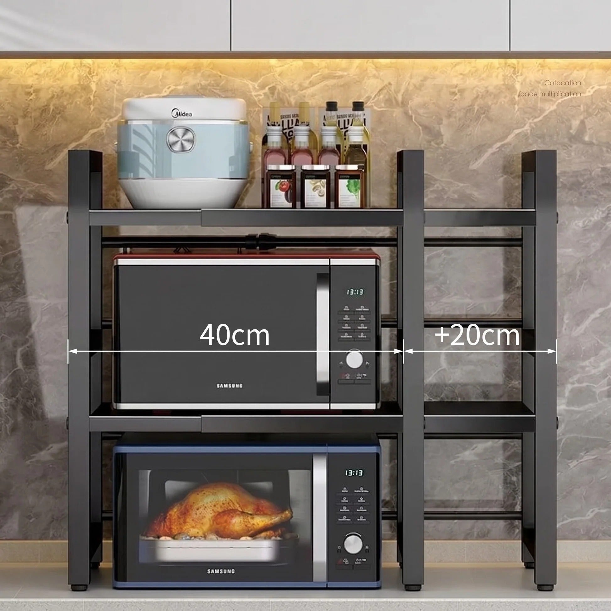 SpaceRack - Rack Metálico Multiuso Ajustável Ao Tamanho do Micro-ondas Para Bancada - Entrega Grátis-thumbmail-7
