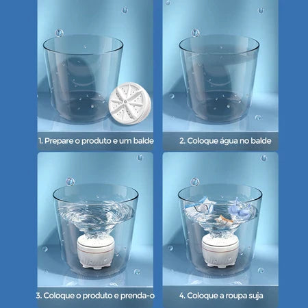 SplashClean - Mini Máquina de Lavar Roupas Panos Toalhas no Balde Portátil e Recarregável - Entrega Grátis-thumbmail-4