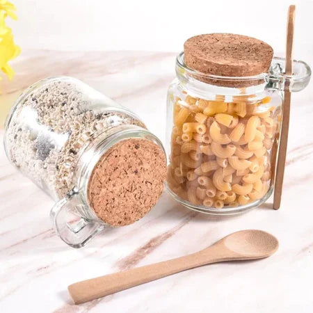 Kit Potes de Vidro 240ml com Tampa Rolha e Colher de Bambu - Entrega Grátis-thumbmail-6