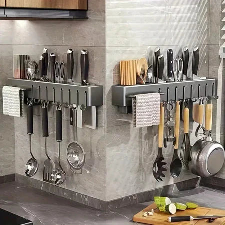 SuportFlex - Suporte de Ferro Para Armazenamento De Facas Ganchos Talheres Utensílios De Cozinha - Entrega Grátis-thumbmail-4