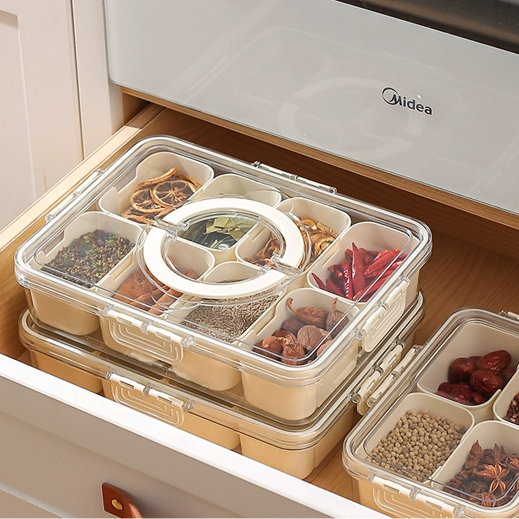 Organizador de Alimento Acrílico Com 8 Divisórias Para Frutas Legumes e Petiscos Transparente-thumbmail-2
