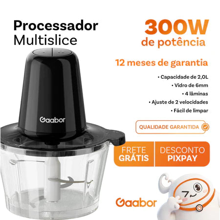 Processador Gaabor - Triturador e Processador de Carne e Legumes 2L Com 4 Lâminas de Aço e Tigela de Vidro - Entrega grátiso-thumbmail-3
