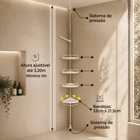 PratFix - Organizador de Canto Para Banheiro com 4 Prateleiras Ajustáveis de Fácil Instalação Sem Furos - Entrega Grátis-thumbmail-4