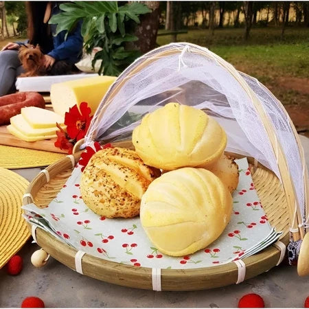 CestFresh - Cesto de Bamboo Com Cobertura de Tela Retrátil Protetor de Alimentos - Entrega Grátis-thumbmail-5