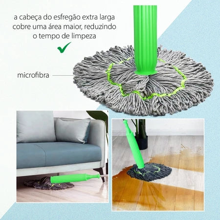 MopClean - Esfregão 2 em 1 Giratório Automático Com Desidratação Perfeito Para Limpeza Completa de Piso - Entrega Grátis-thumbmail-3