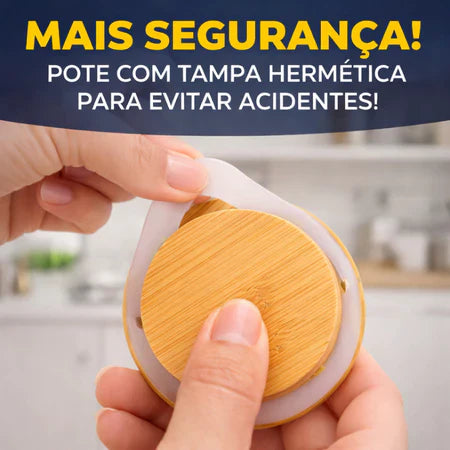 Kit Potes Para Condimentos de Vidro Com Tampa de Bambu e Anel de Silicone Excelente Vedação - Entrega Grátis-thumbmail-3