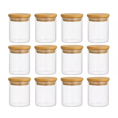 Kit Potes Para Condimentos de Vidro Com Tampa de Bambu e Anel de Silicone Excelente Vedação - Entrega Grátis-thumbmail-6